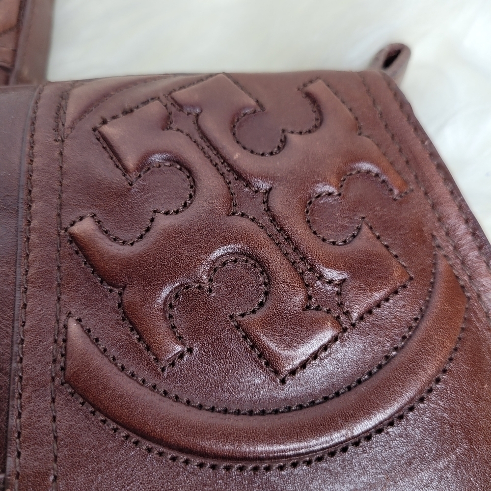 Tory Burch Brown Leather Logo Boots - Picture 4 of 13
